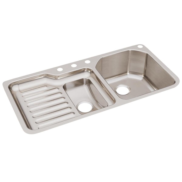 Elkay Lustertone Stainless Steel 41-1/2 X 20-1/2 X 9-1/2 60/40 Double Bowl Undermount Sink ELUH4221R - main